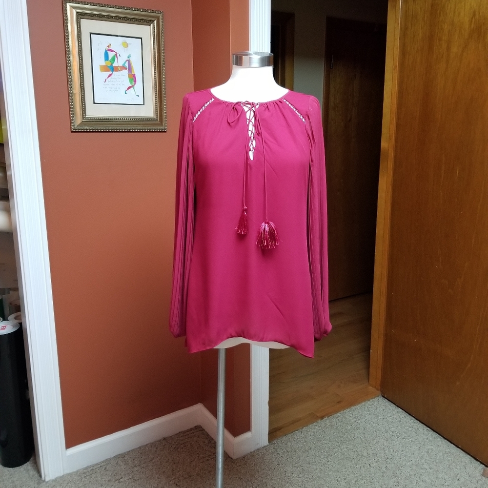White House Black Market maroon blouse